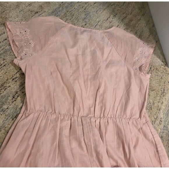 Old Navy Boho Embroidered Eyelet Cotton Midi Dress Size M Pink Blushin up - Picture 14 of 16